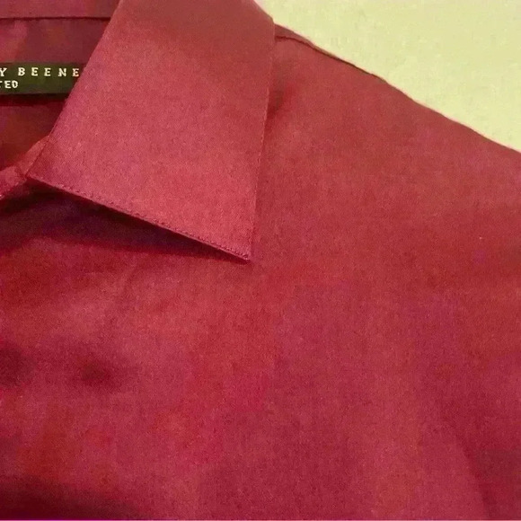 Geoffrey Beene wine fitted sateen wrinkle free dress shirt size 15 1/2 34-35 - Picture 3 of 7